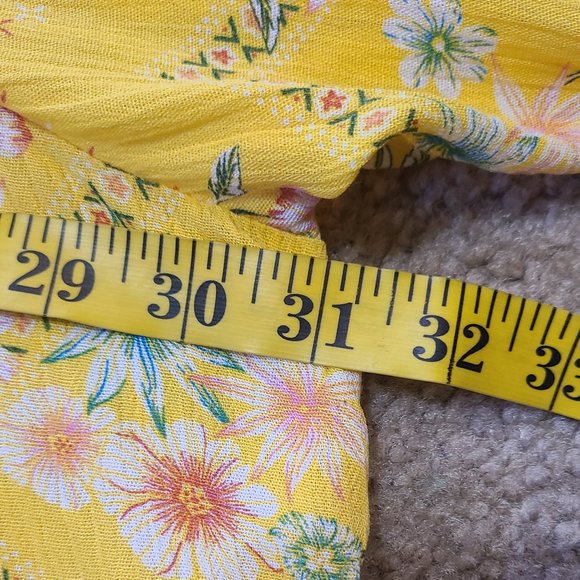 Yellow Floral Kimono With White Trim - Picture 7 of 8